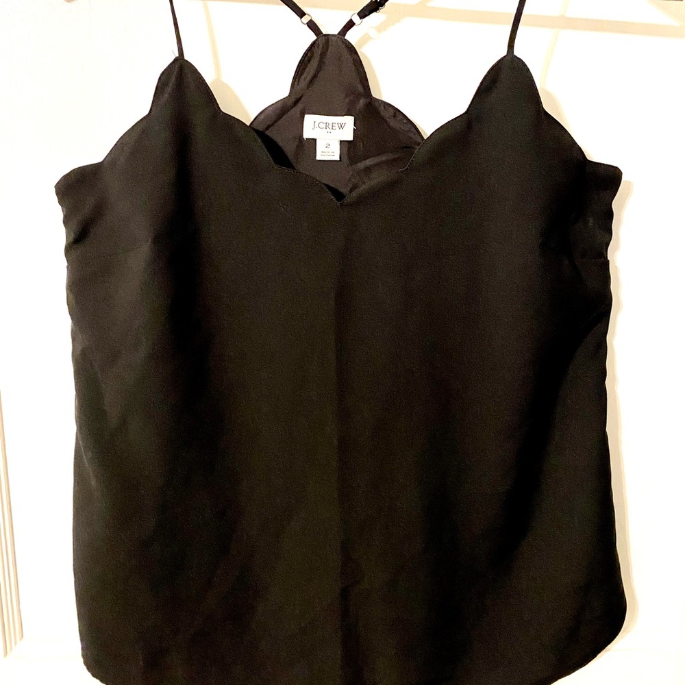 J. Crew. Size 2 Black Scalloped Cami Tank